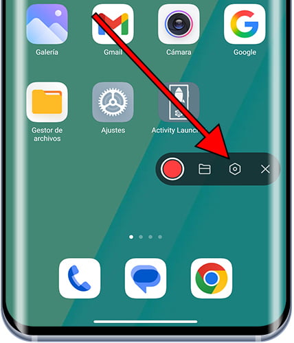 Icône de réglages de l'enregistreur d'écran Xiaomi