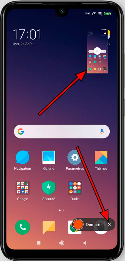 Fermer l'enregistreur d'écran Redmi Note 7