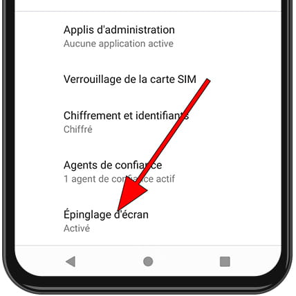 Épinglage d'écran Android