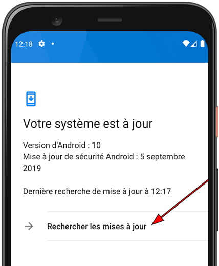 Rechercher mise à jour Android